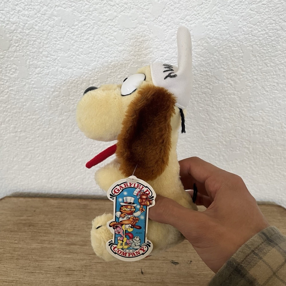 Vintage 1983 Dakin Garfield Odie Puppy Dog Stuffed Animal Plush Dummy Cap 7" NWT - Picture 3 of 9